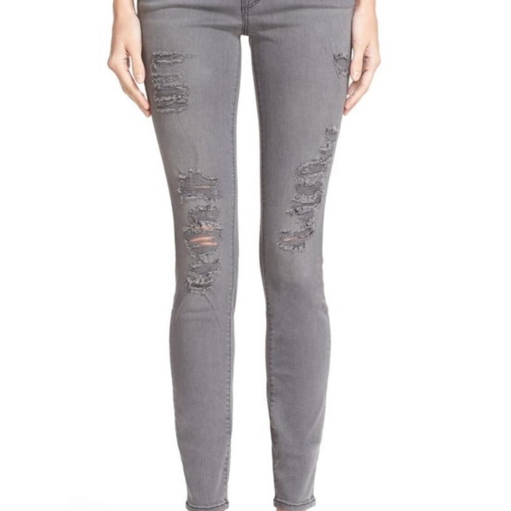 Frame Gray Distressed Skinny Jeans
